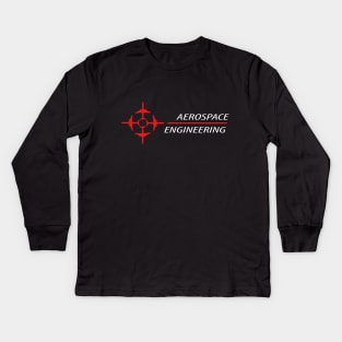 Aerospace engineering text, aircraft engineer logo Kids Long Sleeve T-Shirt